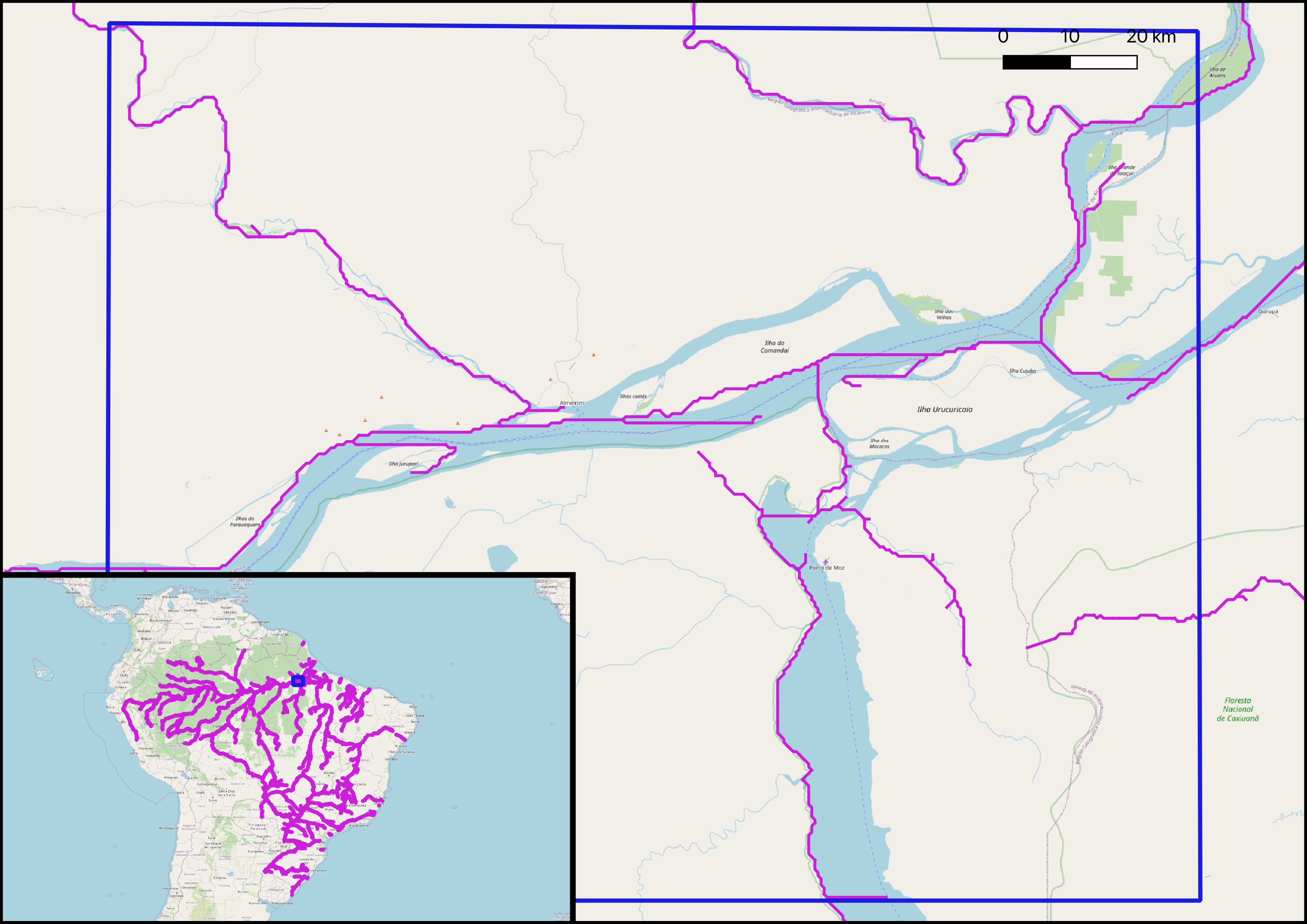 Recovered Amazon river networks