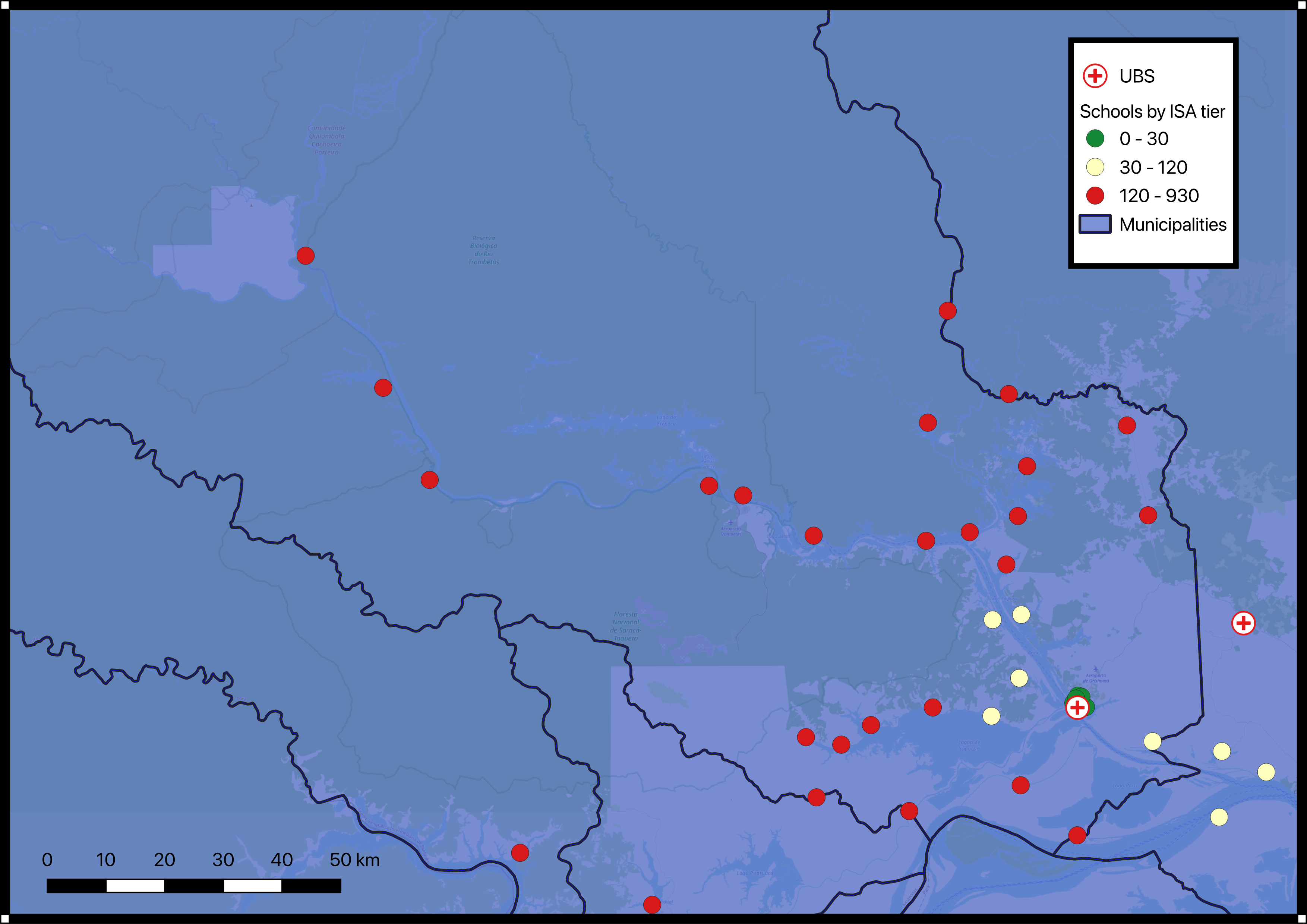 Schools by transport distance